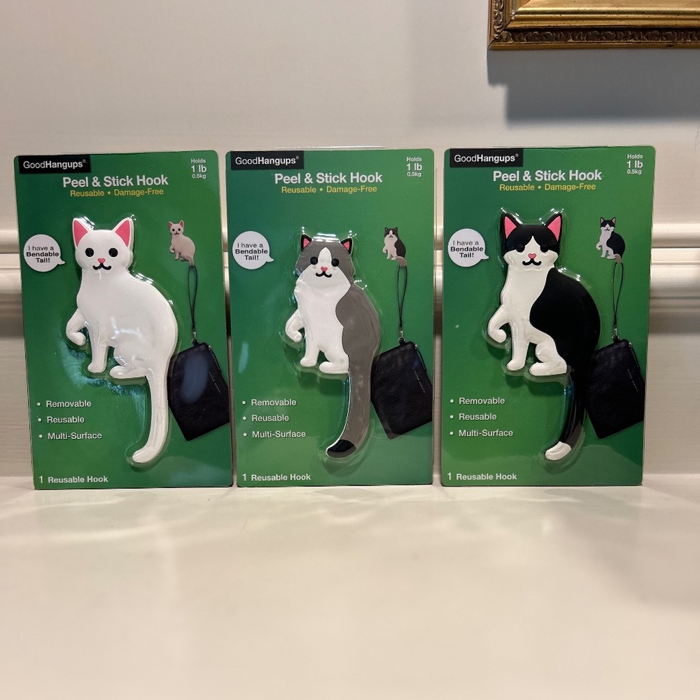 Good Hangups Peel and Stick Reusable Hooks - Cats